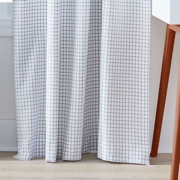 Tommy Hilfiger 2 Mini Check Classic Curtain Panel Pair Dark Grey Gray 84 inches - Picture 4 of 8